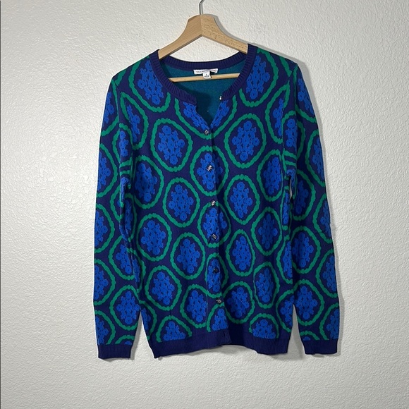 Issac Mizrahi Large Blue And Green Cardigan - Picture 1 of 5
